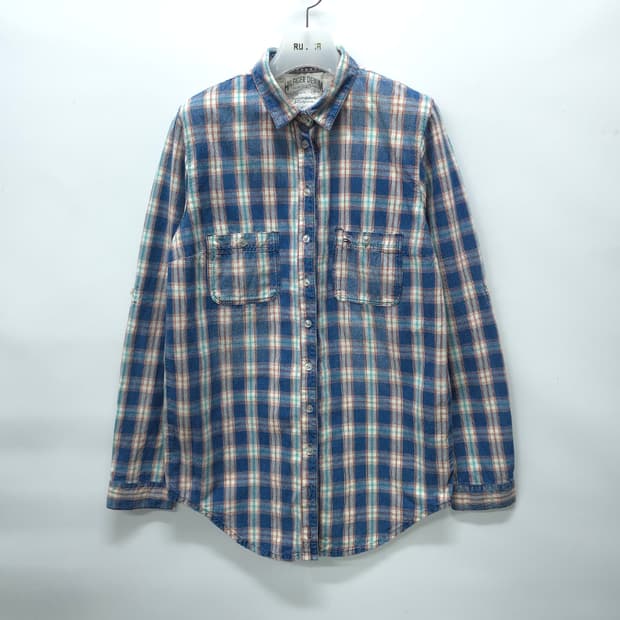 ​타미힐피거 데님 빈티지워싱 체크 남방 셔츠(95~100)
