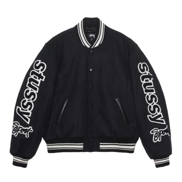 [L] 스투시 컴피티션 바시티 자켓 블랙