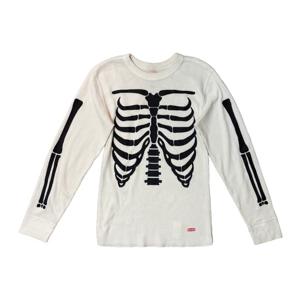 SUPREME HANES BONES THERMAL CREW WHITE
