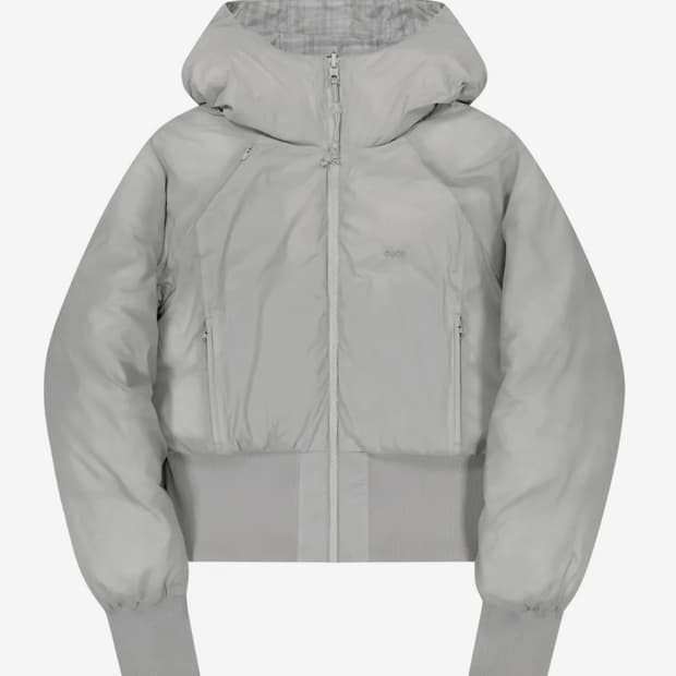 오호스 리버시블 체크 패딩 그레이