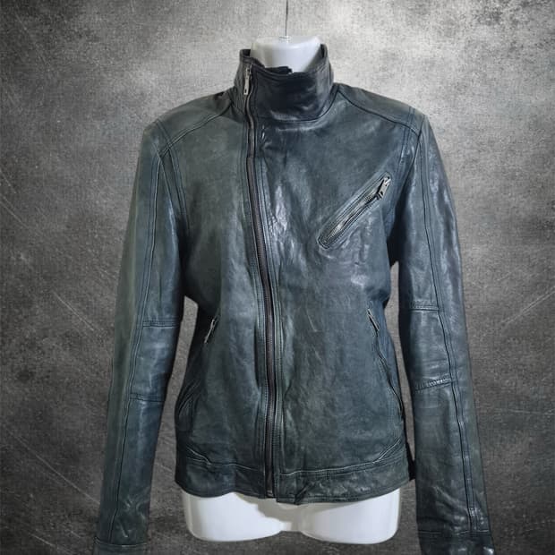 double zip lamb skin jacket