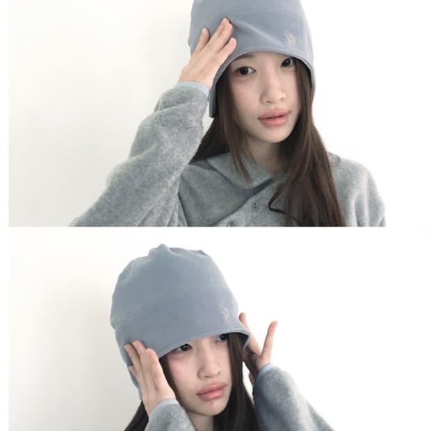 인오도르 리버시블 플리스 비니 블루그레이