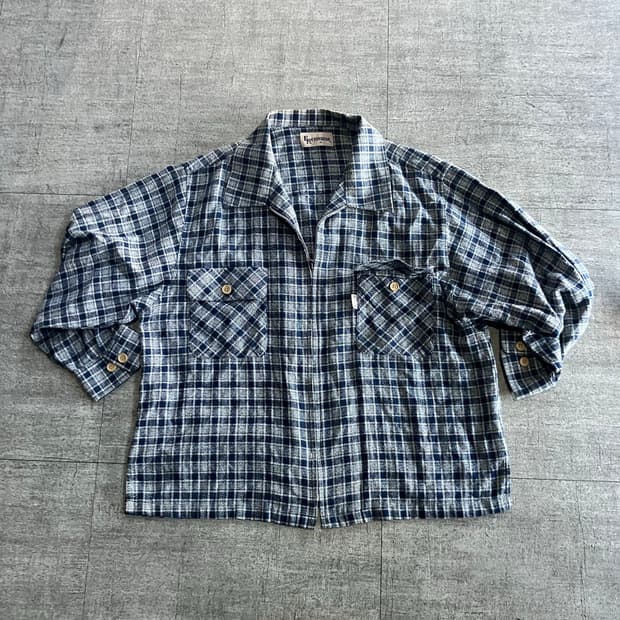 일본빈티지 Erevinrude 올드스쿨스트릿 오혁풍 잔체크 블루종자켓