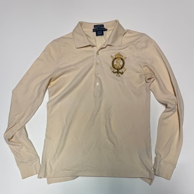 여성 폴로 랄프로렌 와팬 로고 긴팔 카라 티셔츠