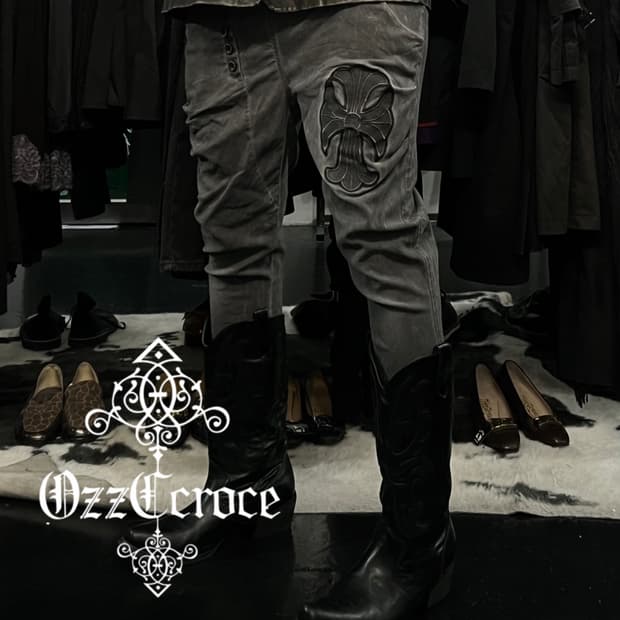 Ozz croce 고스펑크 스키니핏 그레이 워싱 팬츠