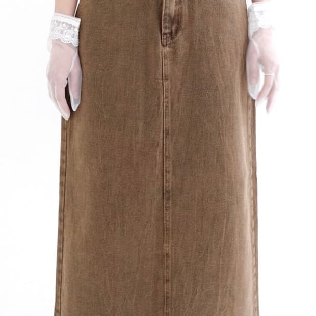 샵페어리 데님 스커트 brown dying denim skirt