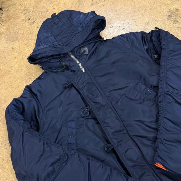 [정품/XS] 알파인더스트리 후드 패딩 네이비 b19