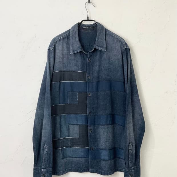 90s 일본 마리떼 프랑소와 저버 데님 패치워크 셔츠 남방