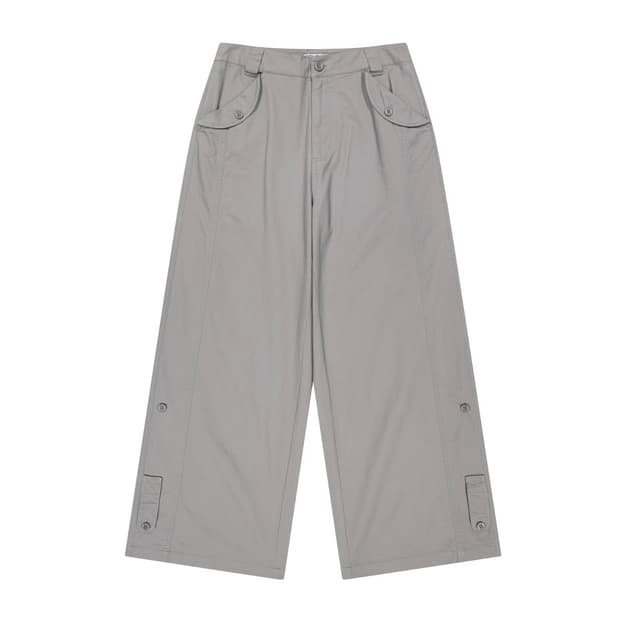 WASHED BUTTON TAB PANTS GREY