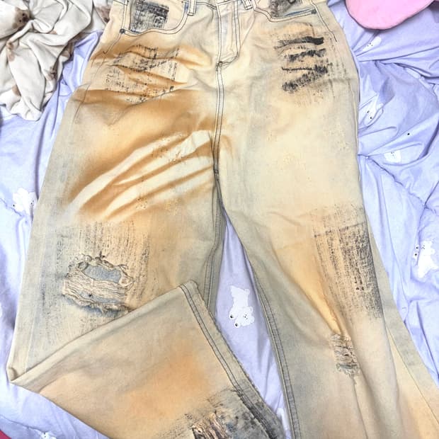 y2k 옐로우 워싱 진 