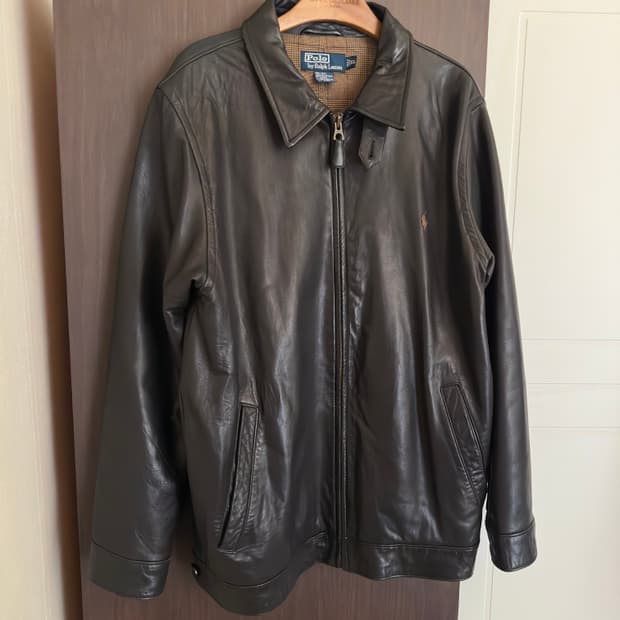 폴로 랄프로렌 90S 가죽 자켓 XL 블랙 (105-110)