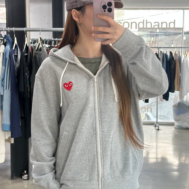 꼼데가르송 하트 후드집업 