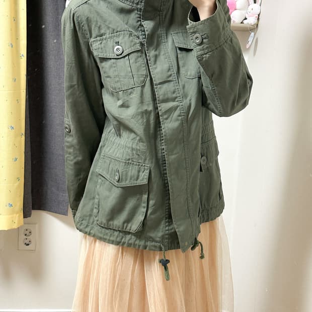 빈티지 카키 밀리터리 포켓 점퍼 자켓 오네갸루 코이세이오깔 그런지 페어리