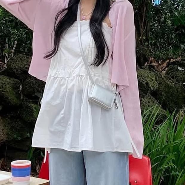 에이딘에이블 나시블라우스, 핑크가디건 해