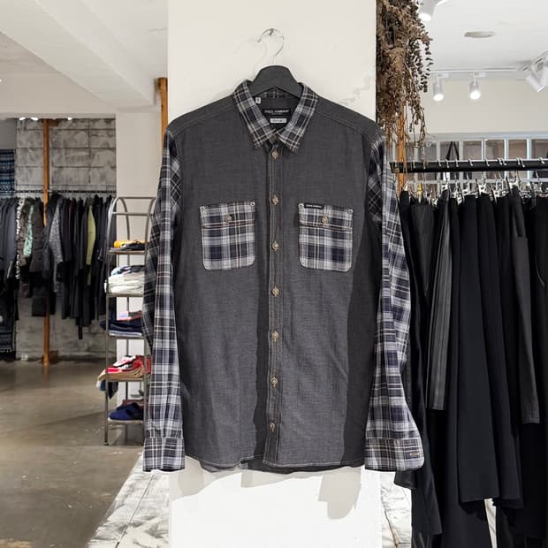 돌체앤가바나 그레이 체크 코튼 셔츠