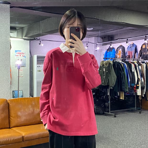 폴로 랄프로렌 커스텀핏 핑크 럭비티 B3964