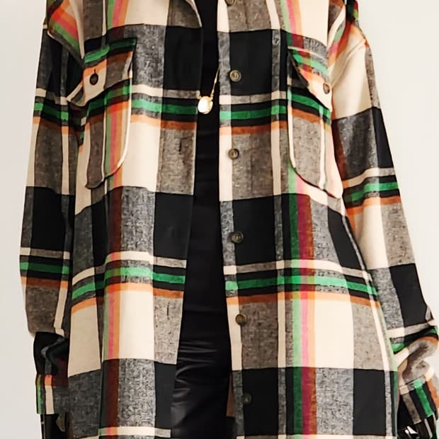 체크 셔츠형 자켓 