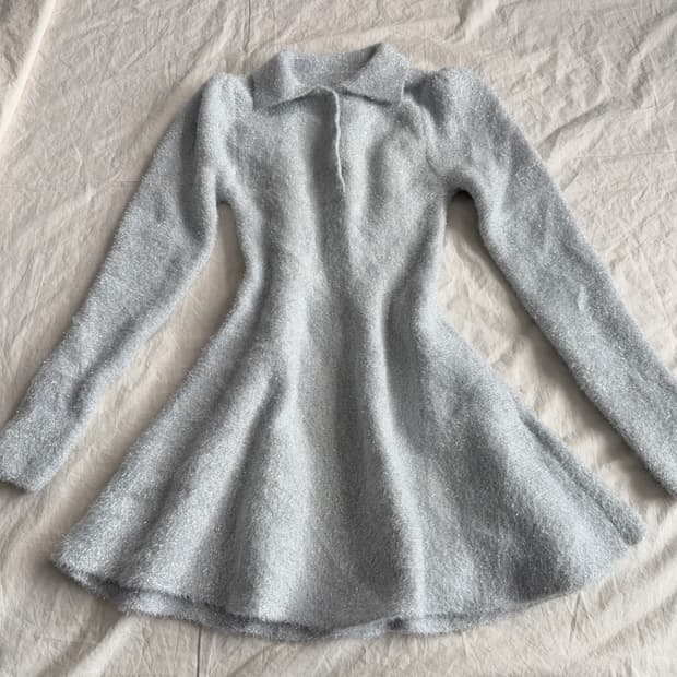 스카이블루그레이 폭닥 러블리 니트 원피스