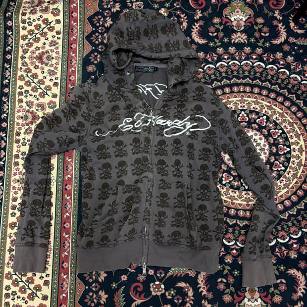 ed hardy 에드하디 해골 프린팅 후드집업