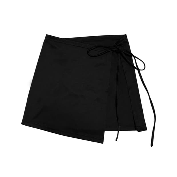 Unbal mini rap skirt_ Black