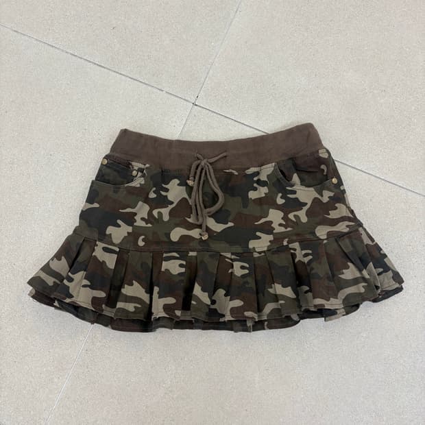 카모 밴딩 반플리츠 캉캉 스커트