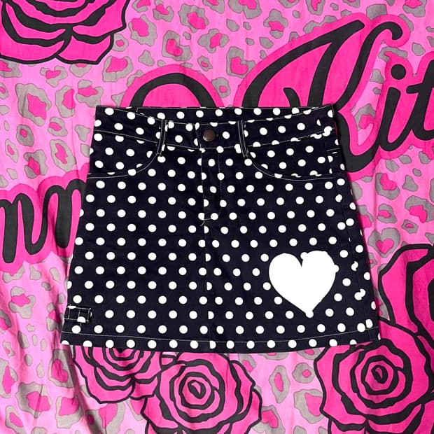 [ 나눔 ] 도트 패턴 하트 스커트 하이틴 y2k 일본빈티지 히메갸루