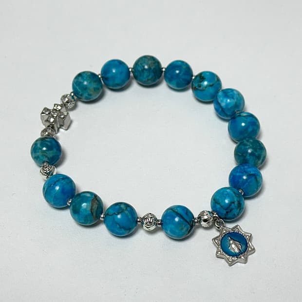 (핸드메이드) 천연석 터키석 기적패 묵주팔찌