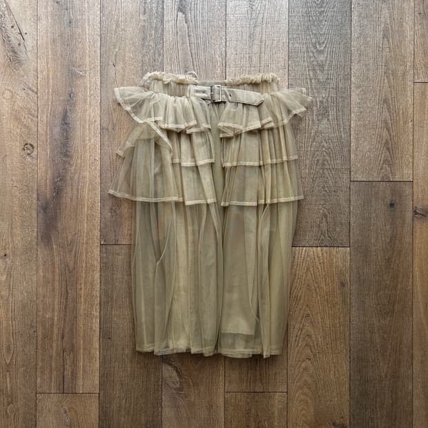 Volumed Layer Belt Tulle Skirt