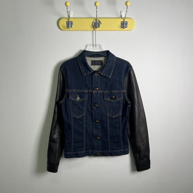 젠메이드 암 레더 데님 자켓 L