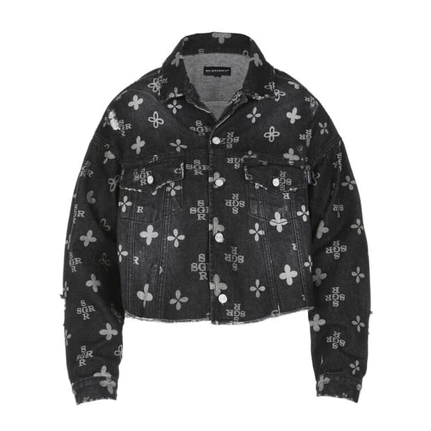 써저리 모노크롬 클로버 트랙커 데님 자켓 블랙