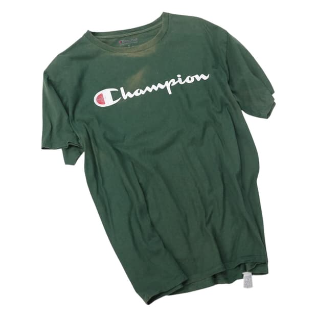 챔피온 빈티지 로고 그린 반팔 티셔츠 (M)