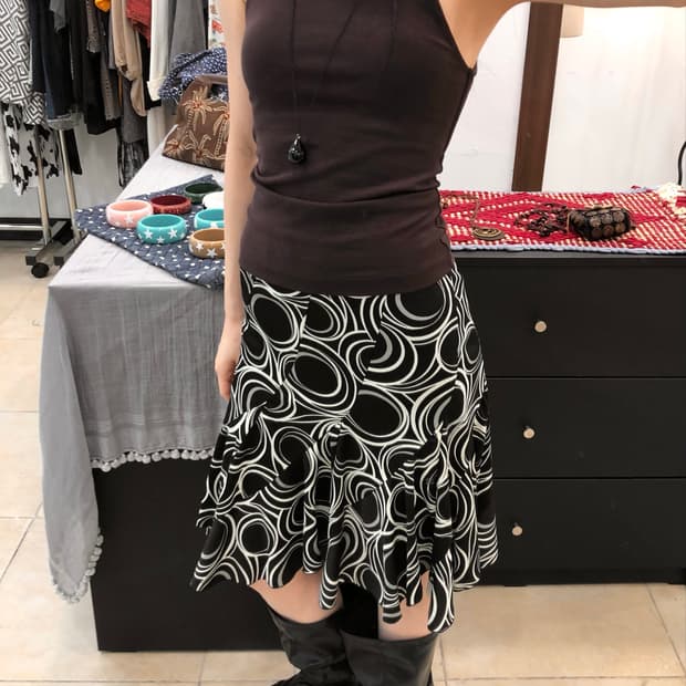 orbit black midi skirt