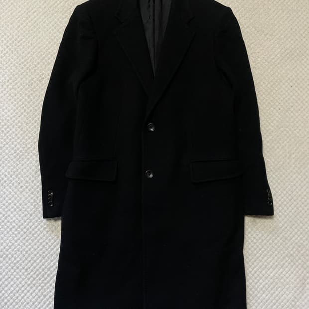 TIME HOMME 타임옴므 2버튼 울 롱코트 블랙(클리닝O)