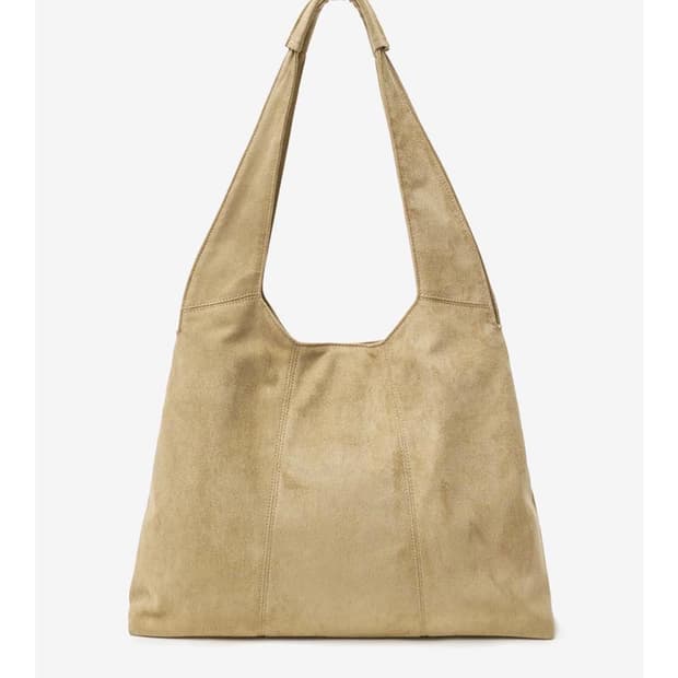 미나브 마가렛 스웨이드 숄더백 베이지