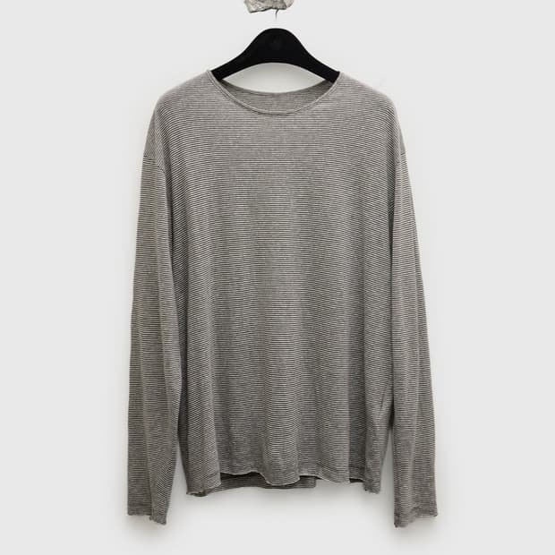 [M] Cut-off Round-neck L/S T-shirt