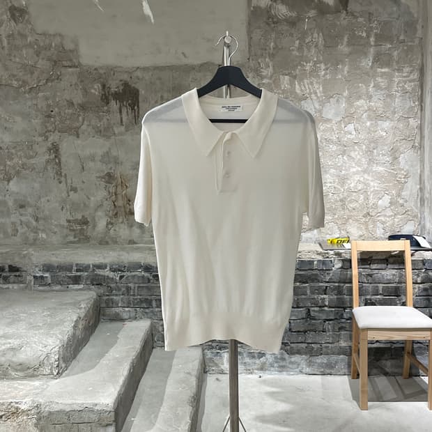 꼼데가르송 robe de chambre 아이보리 레이온 폴로 니트