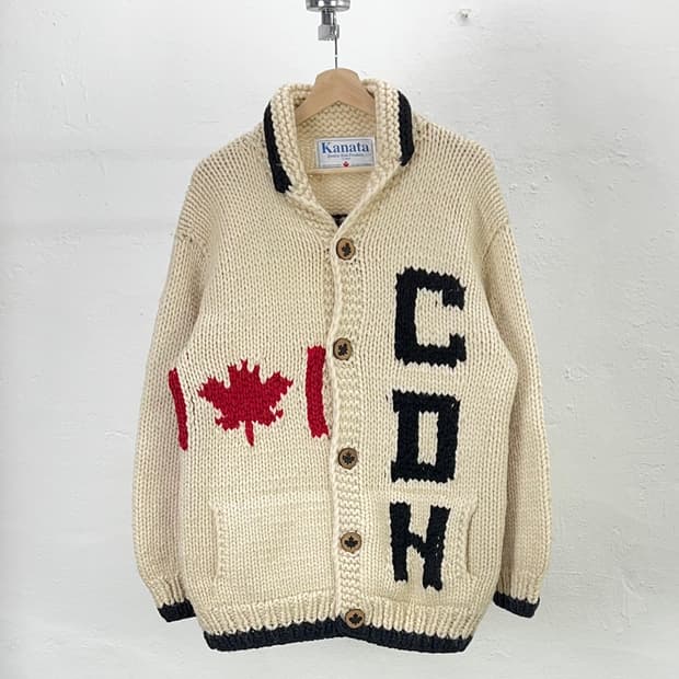 카나타 아이보리 캐나디아 니트 스웨터 울 코위찬 자켓