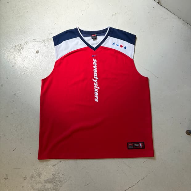 나이키 NBA 필라델피아 세븐티식서스 빈티지 농구나시 유니폼 2XL
