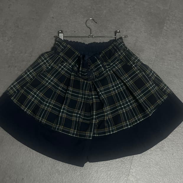 체크무늬 밴딩 치마바지
