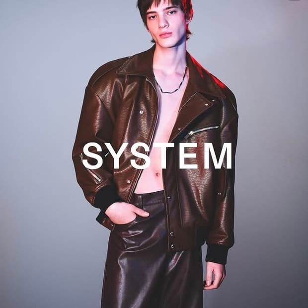 (95) SYSTEM 시스템옴므 파리컬렉션 레더 카라 집업