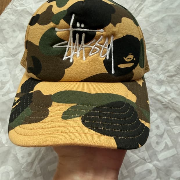 스투시 베이프 카모 트러커햇 옐로우