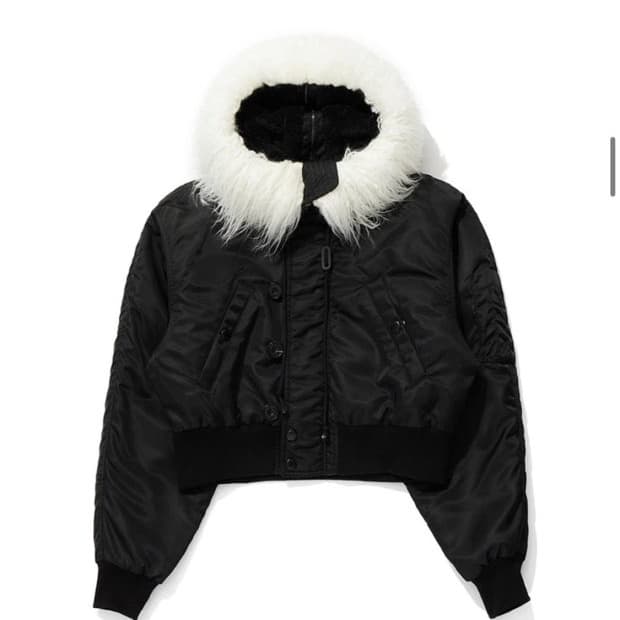 Openyy faux fur zipper hood ma1 black