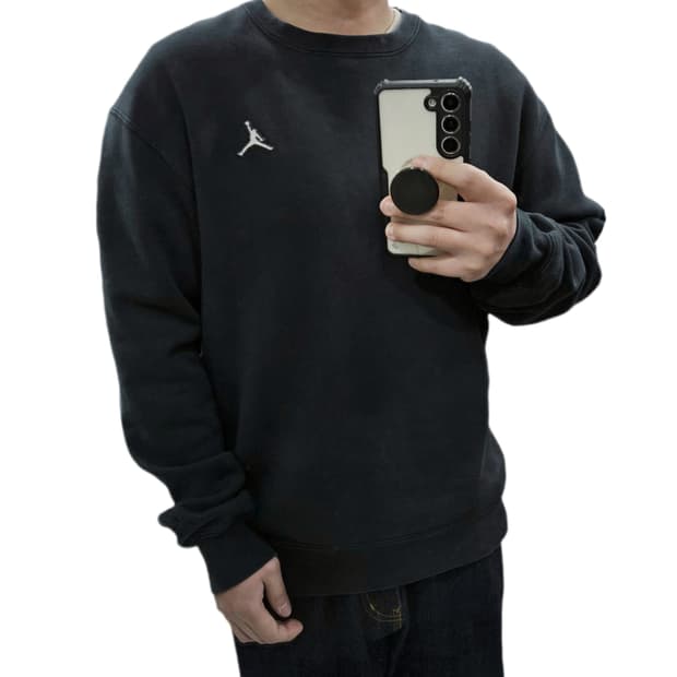 L 100 나이키 조던 점프맨 기모 맨투맨 블랙