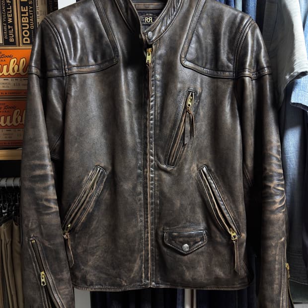 [M] RRL 모토 레더 자켓