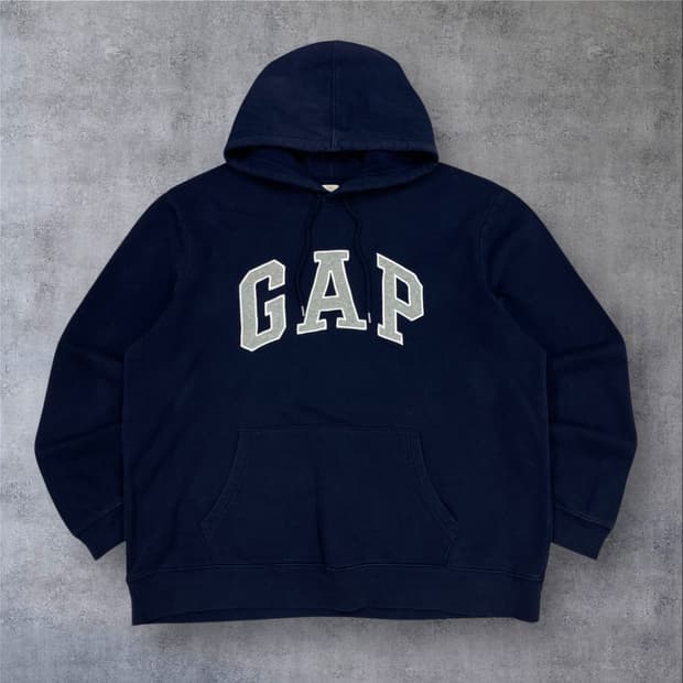 GAP 네이비 컬러 스펠아웃 빅로고 후드티