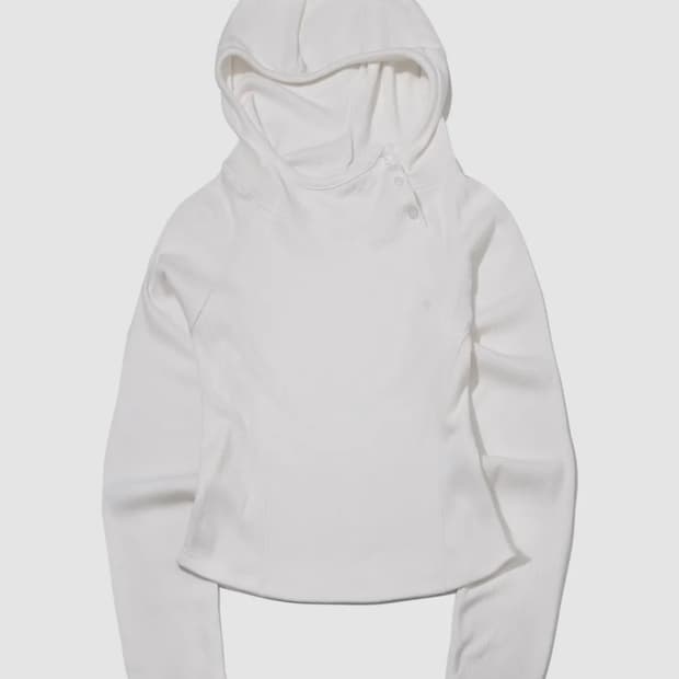 플레이스 스튜디오 골지 버튼 후드 롱슬리브_화이트