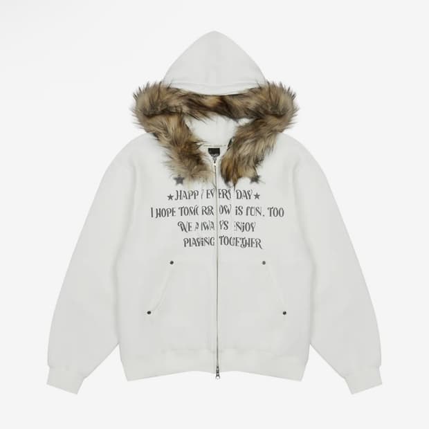 러브이즈트루 퍼 후드집업 화이트