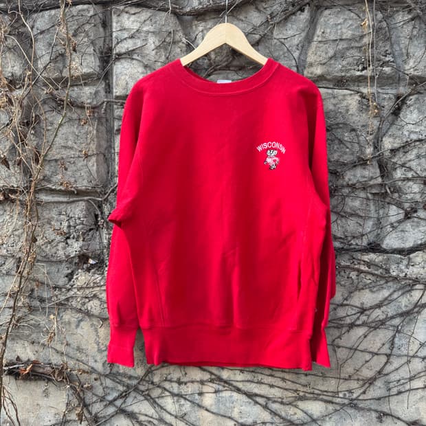 90s 챔피온 usa 빈티지 리버스위브 자수 스웻 셔츠 맨투맨 레드