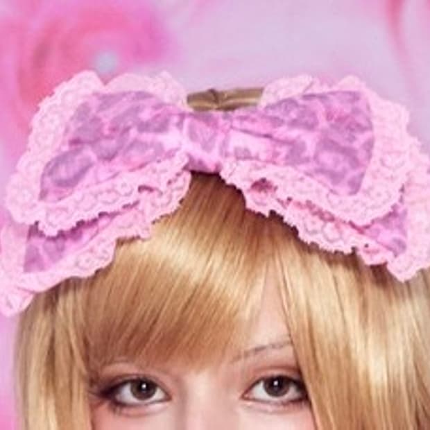 베이비메탈클럽 리본 봉봉 핑크 레오파드 헤어 클립 헤어핀