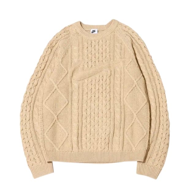 나이키 케이블 니트 롱슬리브 스웨터 라탄 - 아시아